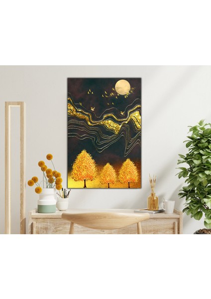 Dekoratif Şık Tasarım Kuşlar ve Ağaçlar Kanvas Tablo fiyatları