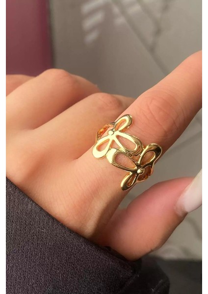 Çiçek Figürlü Metal Ayarlanabilir Yüzük