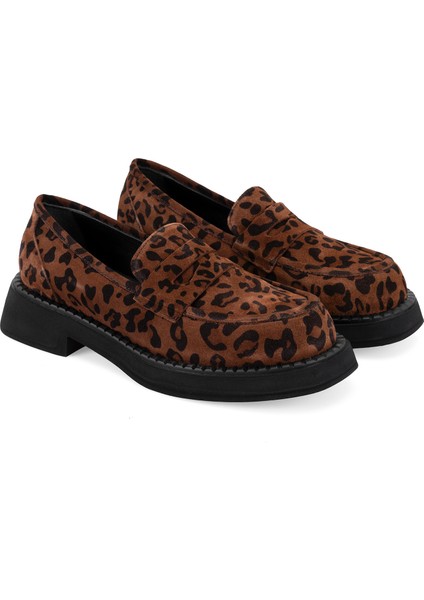 Merinda Leopar Kadın Günlük Loafer Deri Ayakkabı