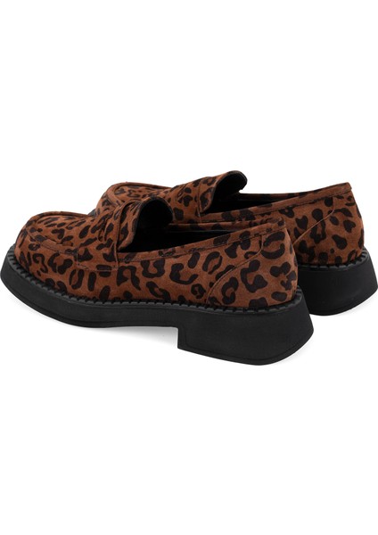 Merinda Leopar Kadın Günlük Loafer Deri Ayakkabı fırsatları