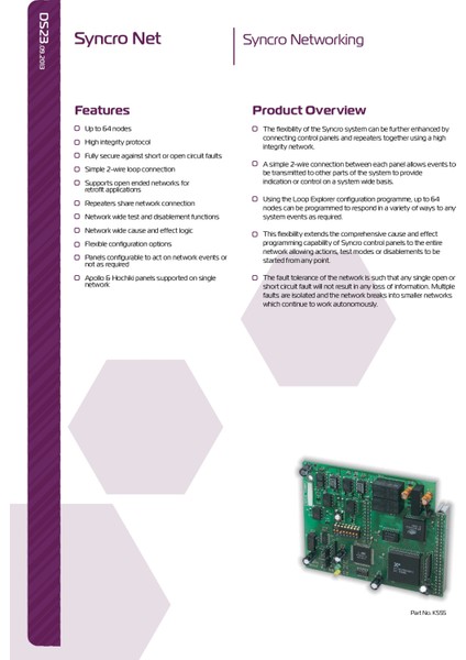 K555SYNCRO Network Kartı Adreslenebilir Yangın Alarm Sistemleri