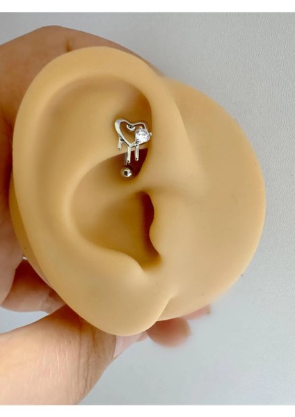 Arescollection Zirkon Taşlı Kalpli Rook Piercing