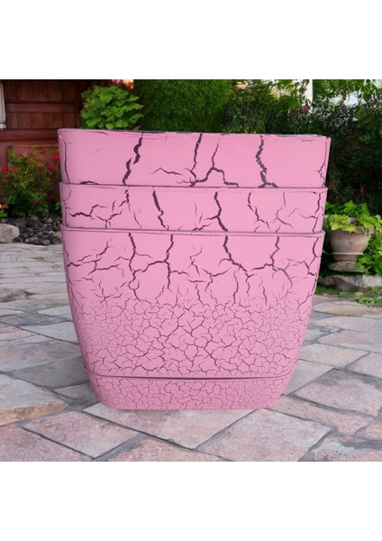 18 cm Mermer Desenli Kare Tabaklı Saksı (3 Adet) modelleri