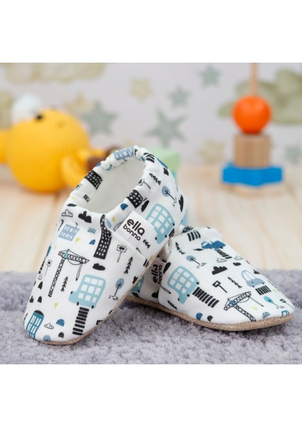 Desenli Bebek Patiği, Kaydırmaz Taban, Ev Kreş Ayakkabısı Panduf, Şehir Hayatı