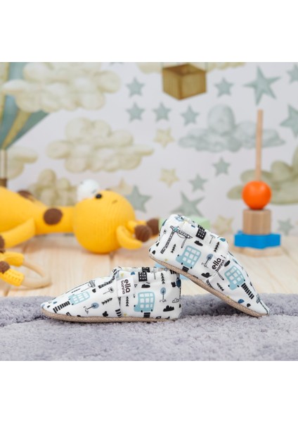 Desenli Bebek Patiği, Kaydırmaz Taban, Ev Kreş Ayakkabısı Panduf, Şehir Hayatı