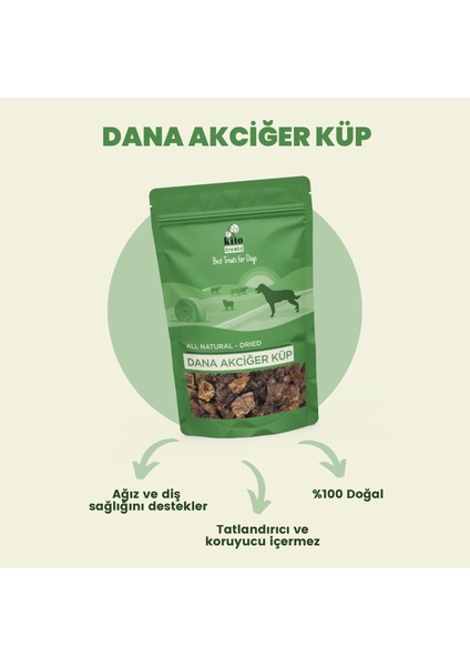 Dana Akciger Küp Atıştırmalık Köpek Ödül Maması %100 Doğal, Glutensiz, Organik 100 gr