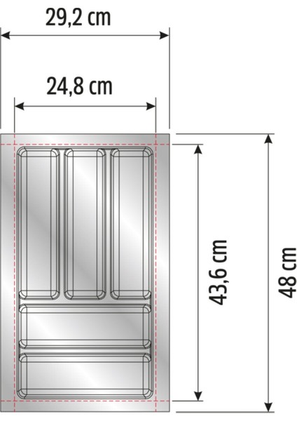 Mutfak Çekmece Içi Kaşıklık 29 Cm X 48 Cm (yanlar Ve Boydan 4,5 Cm Kesilebilir) Antrasit Gri