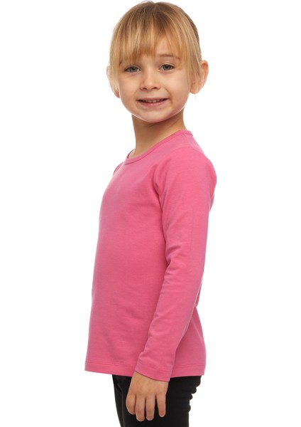 Şeker pembe Basic Mevsimlik Likralı Uzun Kollu Kız Çocuk Tişört fiyatları