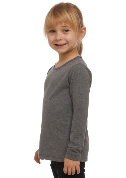 Buz Gri Basic Mevsimlik Likralı Uzun Kollu Kız Çocuk Tişört fiyatları