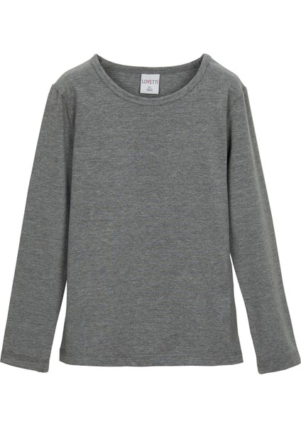 Buz Gri Basic Mevsimlik Likralı Uzun Kollu Kız Çocuk Tişört fırsatları