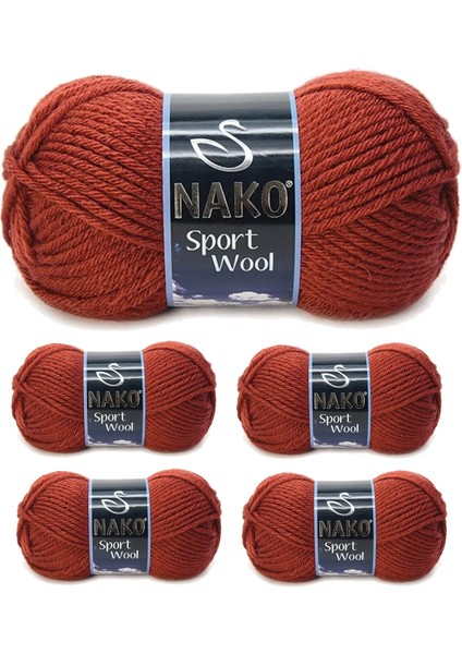 5 Adet Sport Wool Atkı Bere Ceket Yelek Örgü Ipi Yünü No: 4409 Kiremit