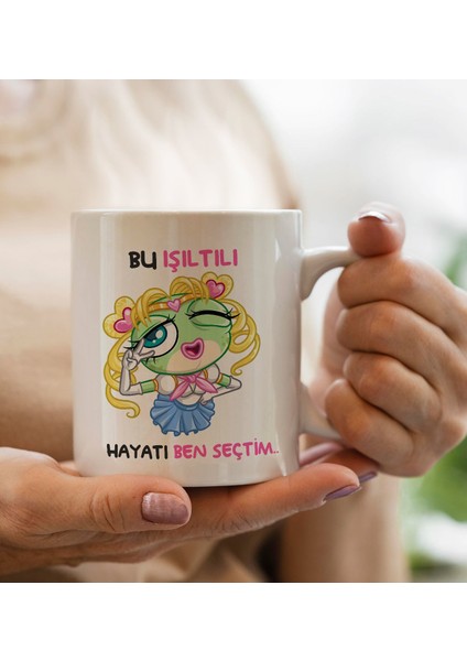 Bu Işıltılı Hayatı Ben Seçtim Tasarımlı Beyaz Kupa Bardak, Arkadaşa Hediye, Doğum Günü Hediyesi
