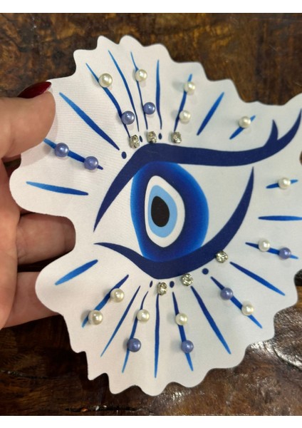 Zirkon Taşlı Nazar Boncuklu Göz Arma Dikiş Aplike 20X17 cm modelleri