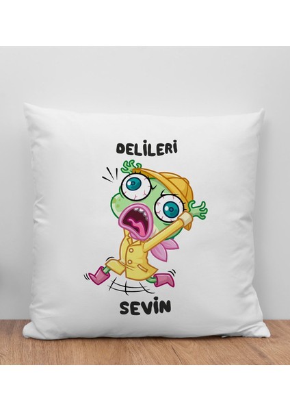 Delileri Sevin Tasarımlı Beyaz Kırlent Yastık, Arkadaşa , Doğum Günü