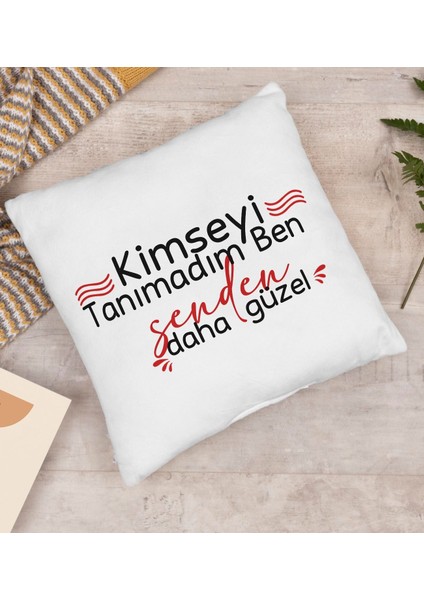 Kimseyi Tanımadım Ben Tasarımlı Beyaz Kırlent Yastık, Arkadaşa , Ev Dekorasyonu, Ev -2 fiyatları