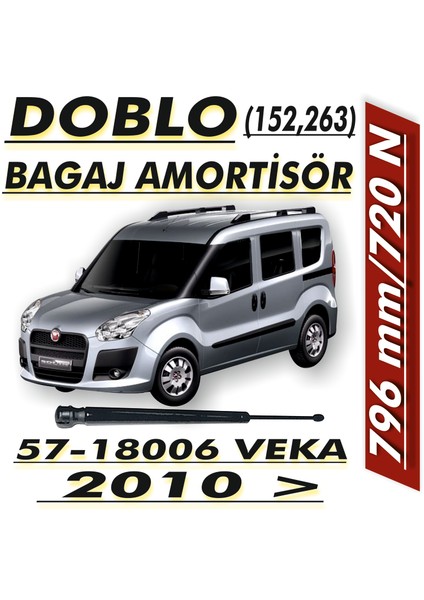 Fiat Doblo (152,263) 2010 - 796Mm - 720N - Bagaj Amortisörü - (2 Adet 1 Takım)