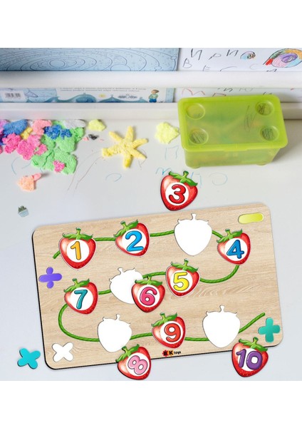 Toys Çocuklara Özel Sayılar Temalı Büyük Boy Ahşap Eğitici Yapboz Puzzle 50X30CM