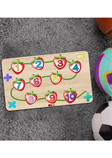 Toys Çocuklara Özel Sayılar Temalı Büyük Boy Ahşap Eğitici Yapboz Puzzle 50X30CM