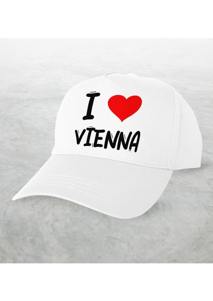 Gift I Love Vienna Tasarımlı Beyaz Şapka - Model 1