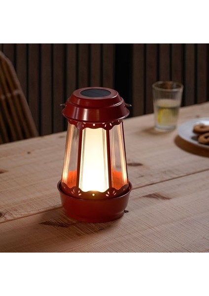 Ikea Solvınden Led'li Güneş Enerjili Masa Lambası, Kırmızı, 25 Cm, Pilli