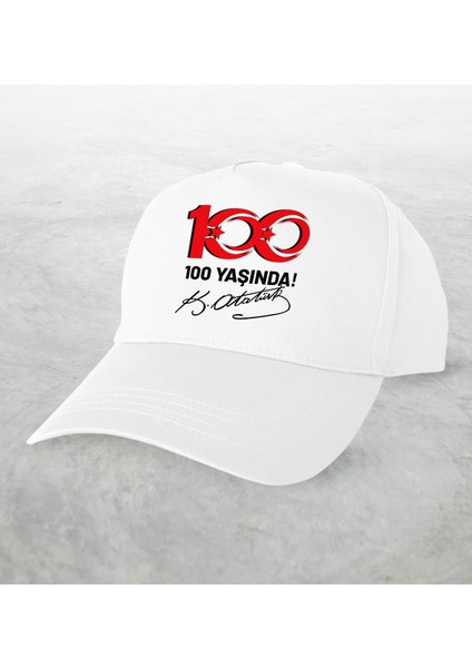 100. Yıl Hatırası Beyaz Şapka-2, 29 Ekim Hediyesi, Cumhuriyet Bayramı, 100.YIL Hediyesi