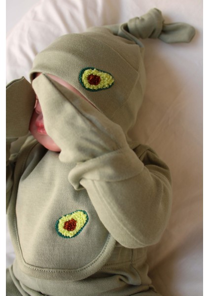 Avokado Nakışlı 5li Uzun Kollu Yenidoğan Set modelleri