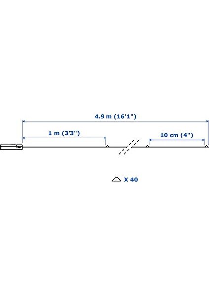 Ikea Vıssvass Aydınlatma Zinciri, Lame, 40'lı, Pilli