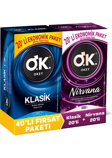 Nirvana 20LI + Klasik 20LI Prezervatif