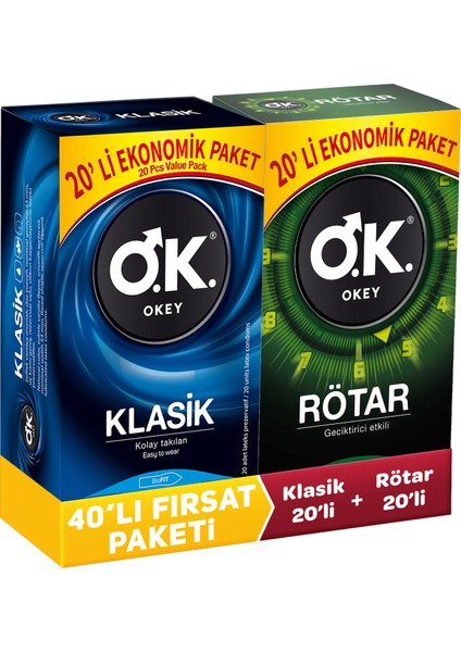 Klasik 20'li Prezervatif & Rötar 20'li Prezervatif