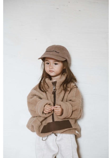 Sütlü Kahve Wellsoft Yarım Fermuar Çocuk Mont modelleri