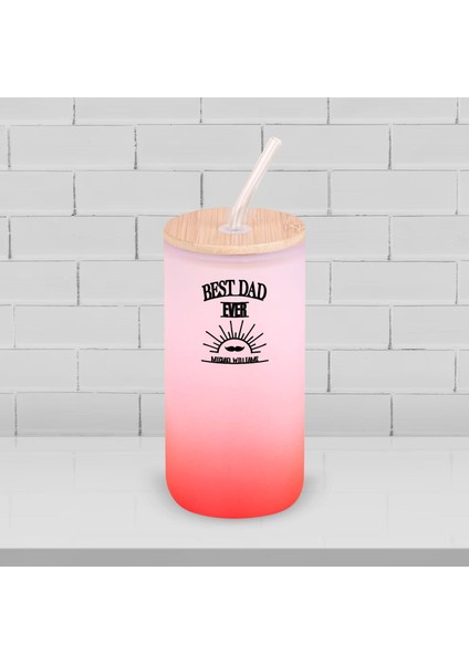 Isimli Dad Tasarımlı Kırmızı Renk Pipetli Buzlu Cam Bardak 600ML - 7, Babaya Hediye, Doğum Günü Hediyesi