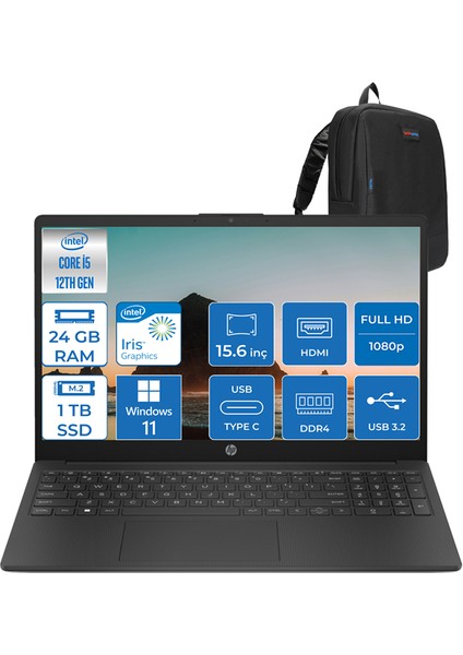 Hp 15-FD0042NT Intel Core I5 1334U 24GB 1tb SSD 15.6" Fhd Intel Iris Xe Graphics Windows 11 Home Taşınabilir Bilgisayar B17DBEAWH10 + Zettaçanta