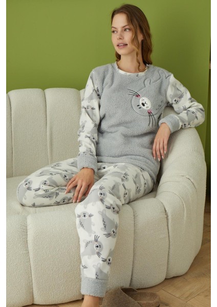 6038 Gri Kadın Pijama Takımı