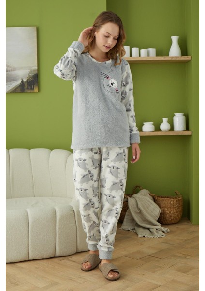 6038 Gri Kadın Pijama Takımı modelleri