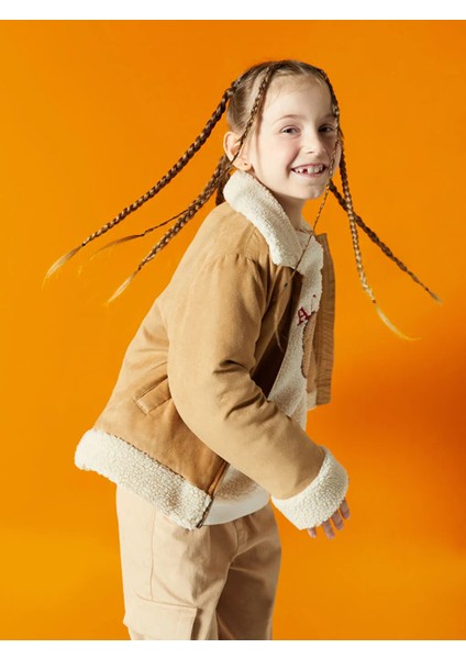 Lcw Kids bej Gömlek Yaka Kız Çocuk Mont