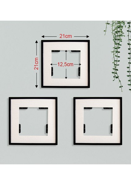 Kişiye Özel Fotoğraflı Yapışkanlı Sök-Tak 3’lü Siyah Kare Çerçeve 21X21CM, Ev Hediyesi, Duvar Dekoru modelleri