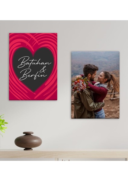 Kişiye Özel Sevgili Temalı duvar Dekoru Kanvas Tablo 2’li 30 x 50 cm fiyatları