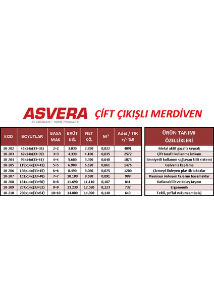 3+3 Basamaklı Çift Çıkışlı Profil Merdiven (Ev, Bahçe, Işyeri Için Uygun)