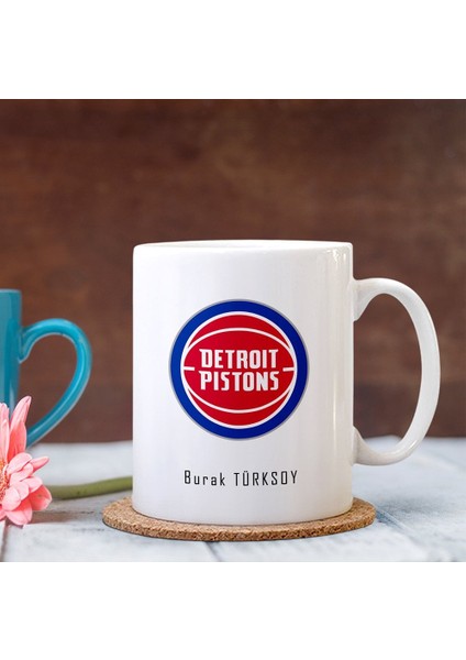 Kişiye Özel Nba Detroit Pistons Beyaz Kupa Bardak