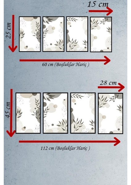 4 Parça Çerçeve Görünümlü Mdf Bohem Tablo Seti
