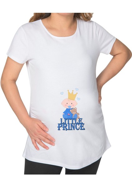 Little Prince Tasarımlı Beyaz Hamile Tişört-1, Hamile Giyim, Eşe Hediye