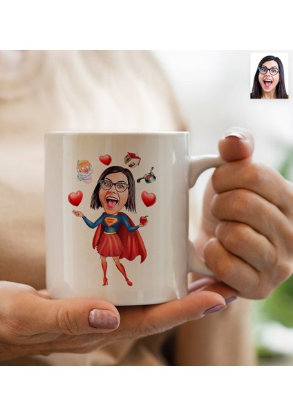 Kişiye Özel Fotoğraflı Pembe Süper Anne Bebek Yastık ve Kupa Bardak Seti-1, Anneye , Anneler Günü leri modelleri