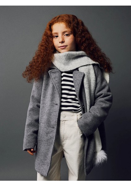 Lcw Kids gri Kız Çocuk Kaşe Kaban