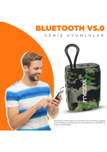 KI23TM02 Bluetooth Hoparlör Kamuflaj 5W