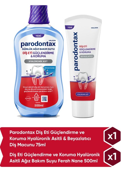 Diş Eti Güçlendirme Ve Koruma Diş Macunu 75ml + Diş Eti Güçlendirme Ve Koruma Ağız Bakım Suyu Ferah Nane 500ml