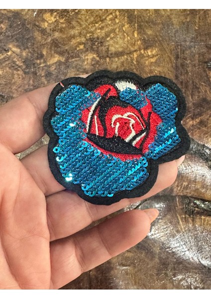 7x6 cm Ütü Ile Yapışan Pul Payetli Renkli Çiçek Arma Dikiş Aplike fiyatları