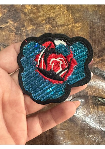 7x6 cm Ütü Ile Yapışan Pul Payetli Renkli Çiçek Arma Dikiş Aplike modelleri