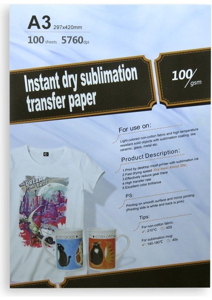 1 Koli Toptan 20 Paket Profesyonel A3 100 Gsm Sublimasyon Transfer Baskı Kağıdı 1000 Sayfa