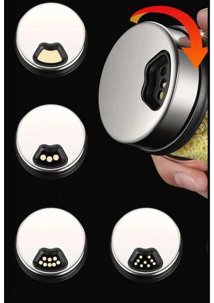 6 Adet Lüx Cam Metal Döner Kapaklı Basıc Model Baharatlık Tuzluk Biberlik 240CC6 modelleri