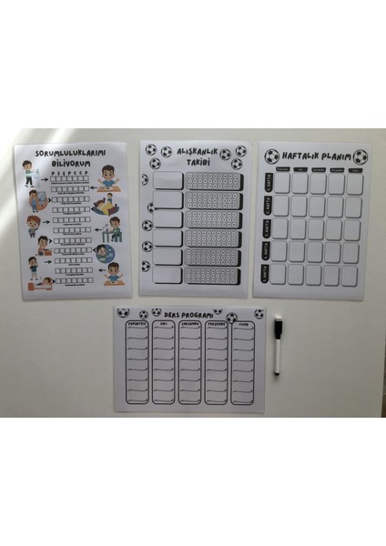 Çocuklar Için Planlayıcı Set-Siyah Beyaz(Alışkanlık ve Sorumluluk Takibi, Haftalık,ders Programı) fiyatları